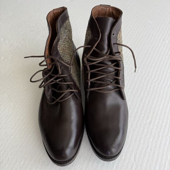 Size 9.5 D -Allen Edmonds Shaker Heights Brown/Tan Tweed Leather Boots Mens 8725 - Picture 2 of 7